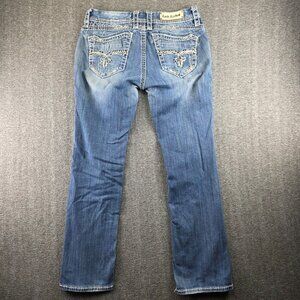 Rock Revival Amy Easy Boot Jeans Womens 31 Blue Low Rise Bootcut Distressed